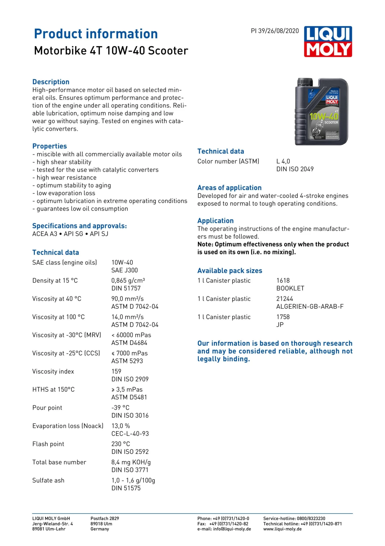 Liqui_moly Liqui Moly 4 Stroke Mineral Street 20W-50 1L - #1500 4 Liqui_moly Liqui Moly 4 Stroke Mineral Street 20W-50 1L - #1500 - Image 2